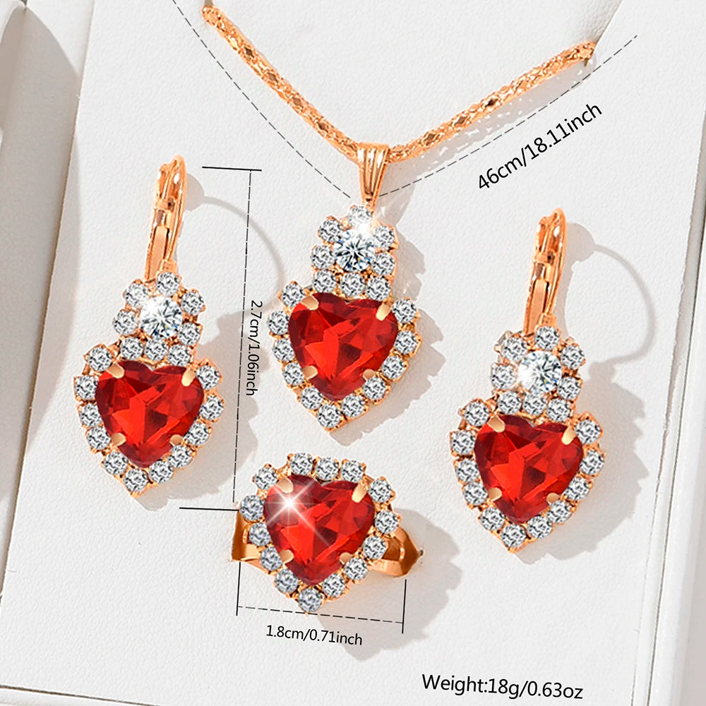 Luxury Love Set Elegant Red Leather Watch Heart Jewelry Perfect Gift for Mum & Sister Luxury Gift of Love 2026 Edition Women’s Watch Jewelry Set Elegant, High Class & Heart Set Red, Radiant & Romantic