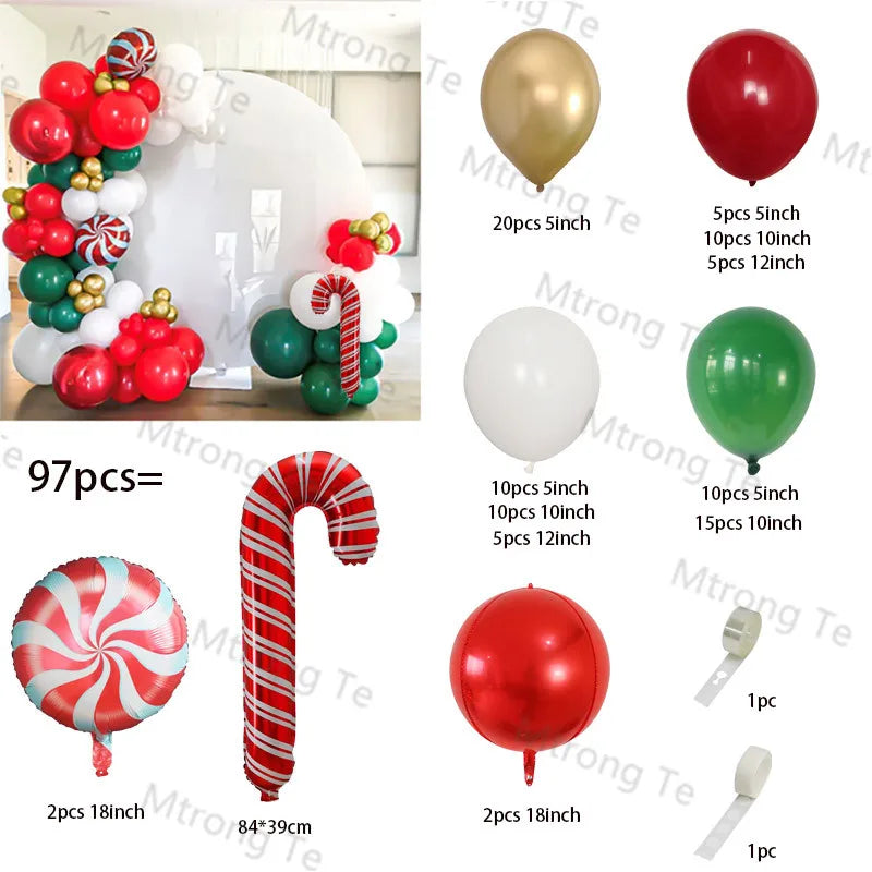 🎄Christmas Party Balloon Arch 2025, Balloon Garland for Christmas & New Year Celebrations!, Create a Festive Wonderland, Deck the Halls in Style Red & Green Christmas Balloon Arch Kit!