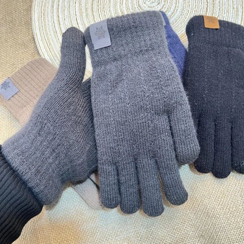 Premium High Class Touch Screen Gloves for Men Women, Winter Warm Flece Lined Knit Gloves, Stretchable Thickened Skiing Travel Gloves