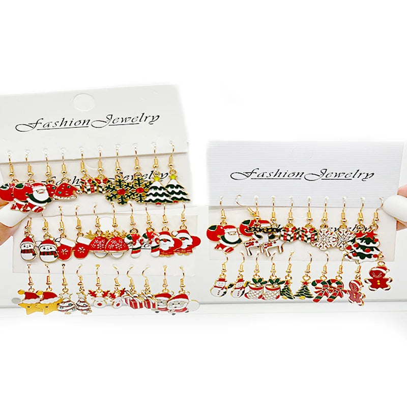 Premium High Clas Christmas Themed 50 pcs Set of Earrings Christmas Themed Earrings Vintage Metal Santa Earrings Designed for Women Fashion
