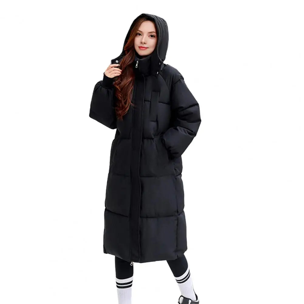 Women Puffer Jacket Polyester Hooded Jacket Women's Long Puffer Jacket with Hooded Coat for Winter Outerwear Thicken Warm