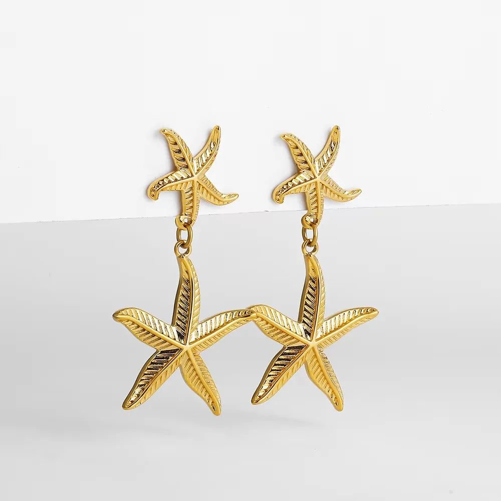 Luxe Gold CZ Earrings for Women Who Slay, Golden Seashell Elegance Premium CZ Starfish Earrings for Trendsetters, Jewelry Alert! Premium Seashell Earrings Perfect for Summer Glam, Jewelry Alert! , Summer Glam