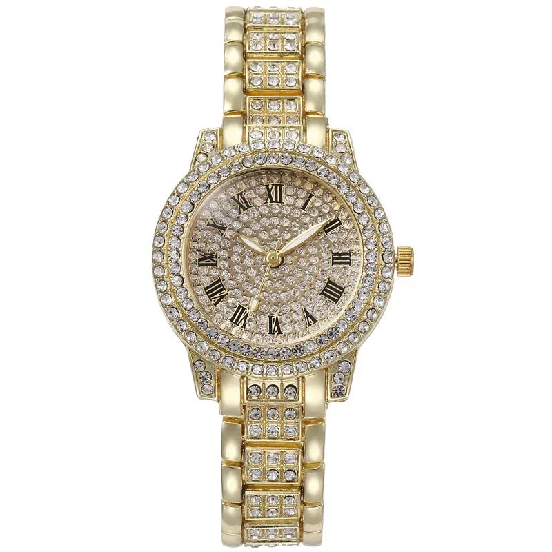 Luxury 2026 Fashion Rhinestone Watch for Women Gifts Sparkling Quartz Timepiece with Stainless Steel Strap Wristwatch for Lover