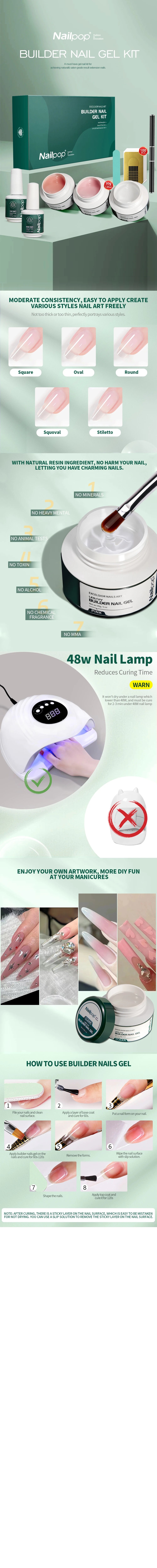 Nailpop 3-Color Builder Gel Kit for Perfect 2026 Manicures!, Professional Nail Art Made Easy ,Builder Gel Kit for Strong, Stunning Nails