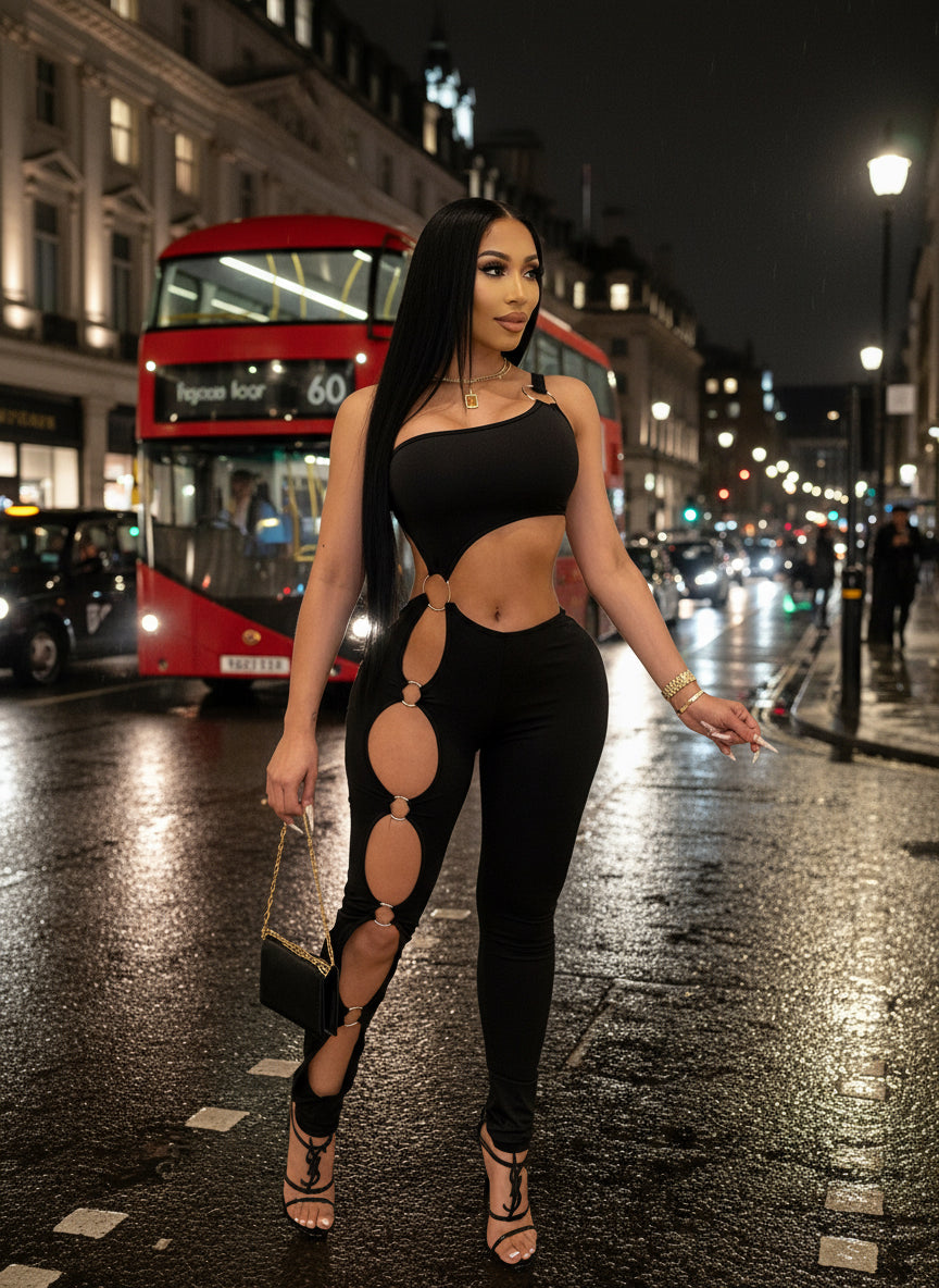 Sexy Side 2026 Fashion style Cutout Jumpsuit for Day & Night Glam , Sleek, Sexy, Effortless 2026’s Must Have Black Bodycon Jumpsuit Hottest Trend Off-Shoulder That Slays Every Curve!, From Casual to Evening Chic,