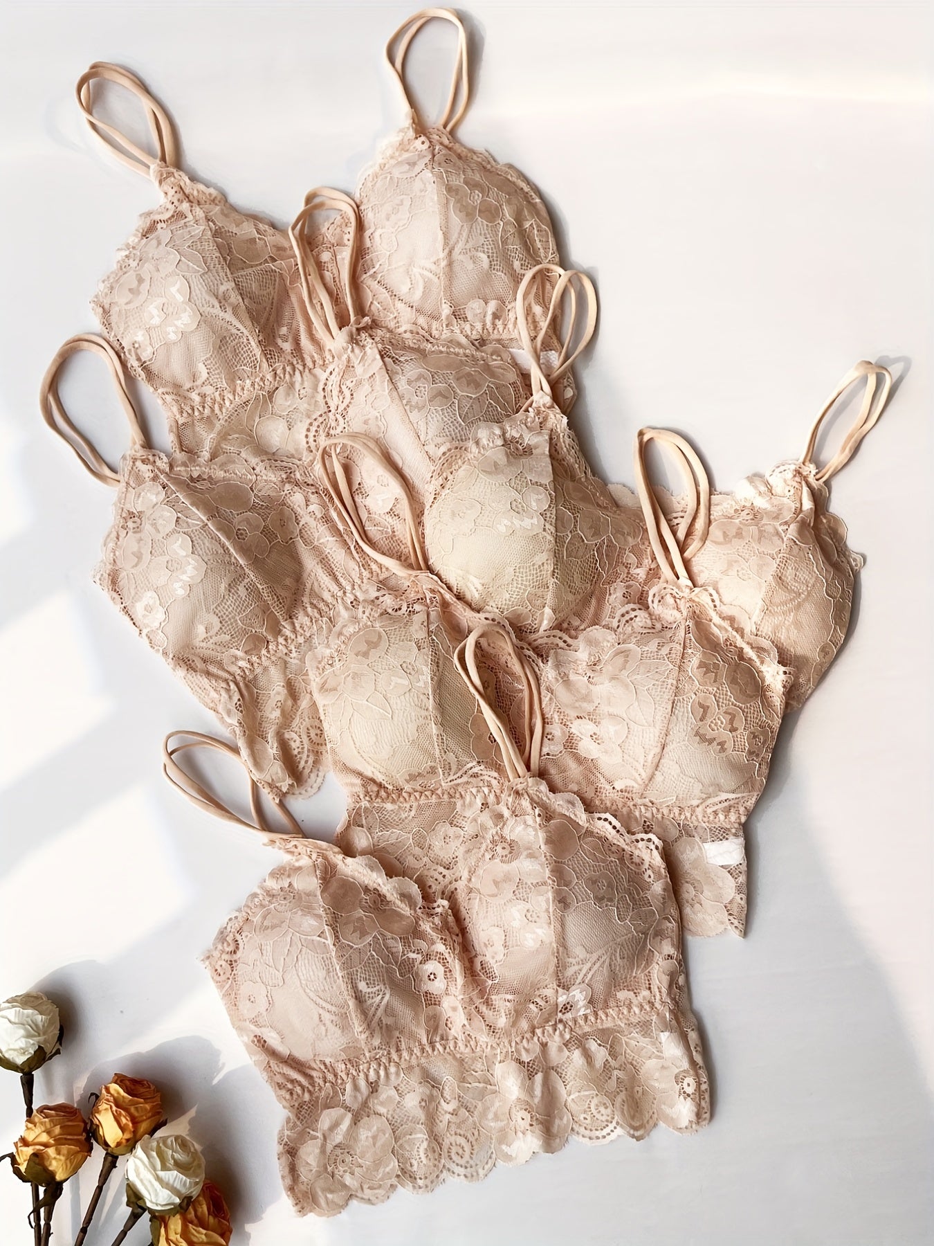 Sexy Wireless 2026 style Lace Bralettes , Feel Chic, Flirty & Confident 5 Pack Scallop Trim Bralettes for Every Mood, Wireless Lace Bralettes That Redefine Comfort & Sexiness!, Elegant Lace Bralettes for Every Outfit & Occasion!,