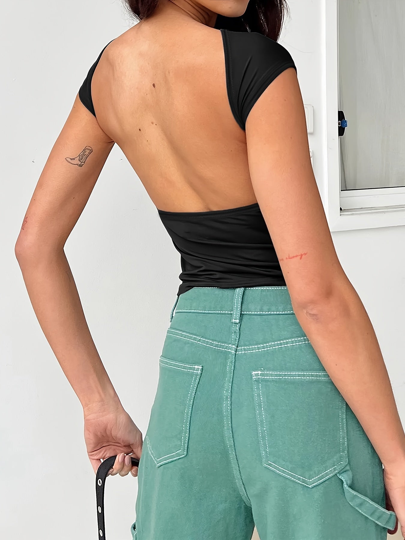 Y2K Solid Backless T-Shirt Backless Top Everyone’s Talking About, Retro Meets Future Slim, Sexy, and Perfectly 2026!, Your New Obsession The Ultimate Y2K Backless T-Shirt for a Flawless Fit!,
