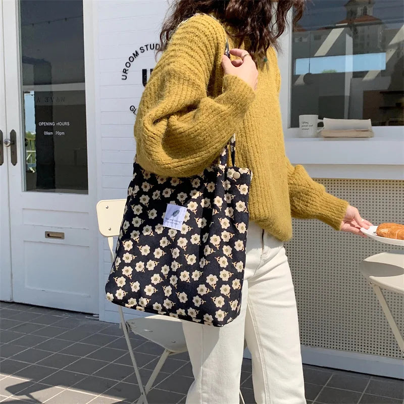 Premium Canvas Lined Shoulder Bag Stylish, Practical & Fashion2026 Wild Chic! Corduroy Leopard Tote Bag Cute, Eco-Friendly & Ultra Trendy