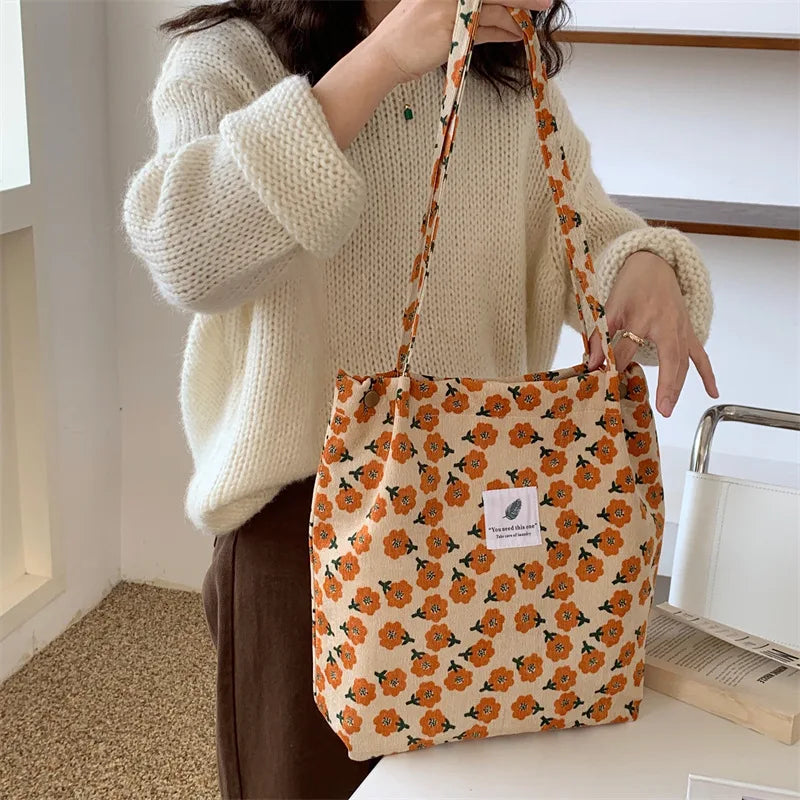 Premium Canvas Lined Shoulder Bag Stylish, Practical & Fashion2026 Wild Chic! Corduroy Leopard Tote Bag Cute, Eco-Friendly & Ultra Trendy