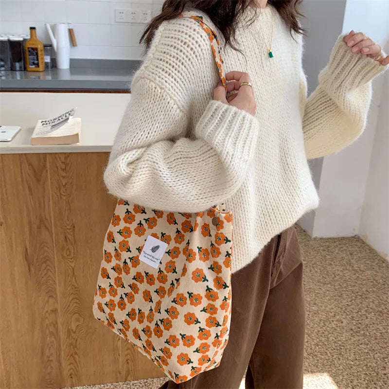 Premium Canvas Lined Shoulder Bag Stylish, Practical & Fashion2026 Wild Chic! Corduroy Leopard Tote Bag Cute, Eco-Friendly & Ultra Trendy