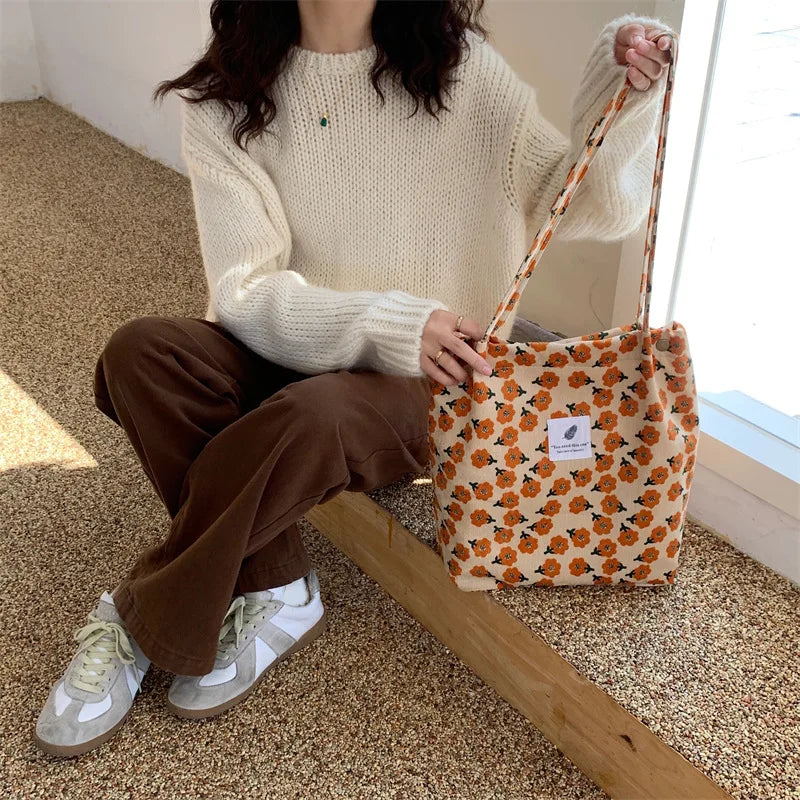 Premium Canvas Lined Shoulder Bag Stylish, Practical & Fashion2026 Wild Chic! Corduroy Leopard Tote Bag Cute, Eco-Friendly & Ultra Trendy