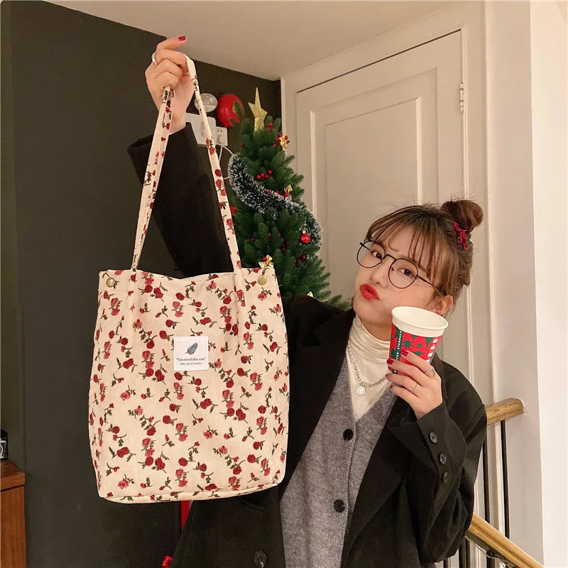 Premium Canvas Lined Shoulder Bag Stylish, Practical & Fashion2026 Wild Chic! Corduroy Leopard Tote Bag Cute, Eco-Friendly & Ultra Trendy