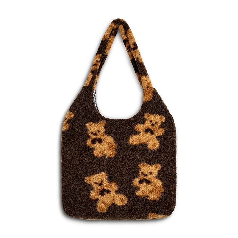 Plush Bear Shoulder Bag Soft, Cute & Ultra Trendy , Premium Large Capacity Plush Tote  Fashionable, Fun & Practical