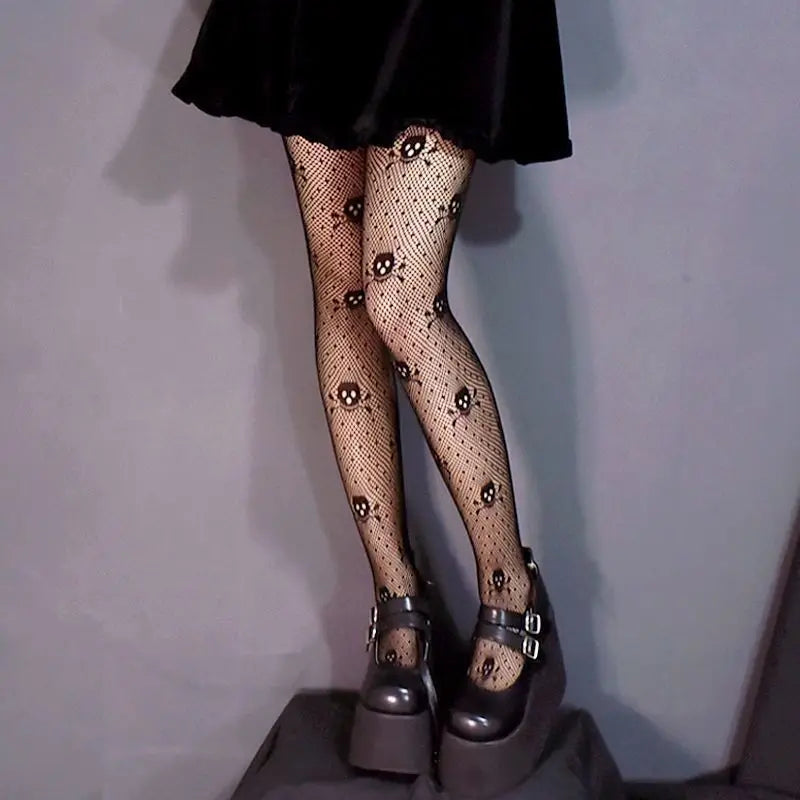 High Quality Heart Flower Pattern Pantyhose, Trendy Japanese Punk Inspired Mesh Tights Sexy, Soft & Premium, Mesh Heart & Flower Fishnet Stockings, Sexy & Cute! Heart Flower Mesh Fishnet Tights for Trendy Girls