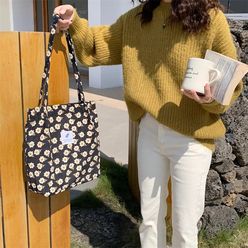 Premium Canvas Lined Shoulder Bag Stylish, Practical & Fashion2026 Wild Chic! Corduroy Leopard Tote Bag Cute, Eco-Friendly & Ultra Trendy