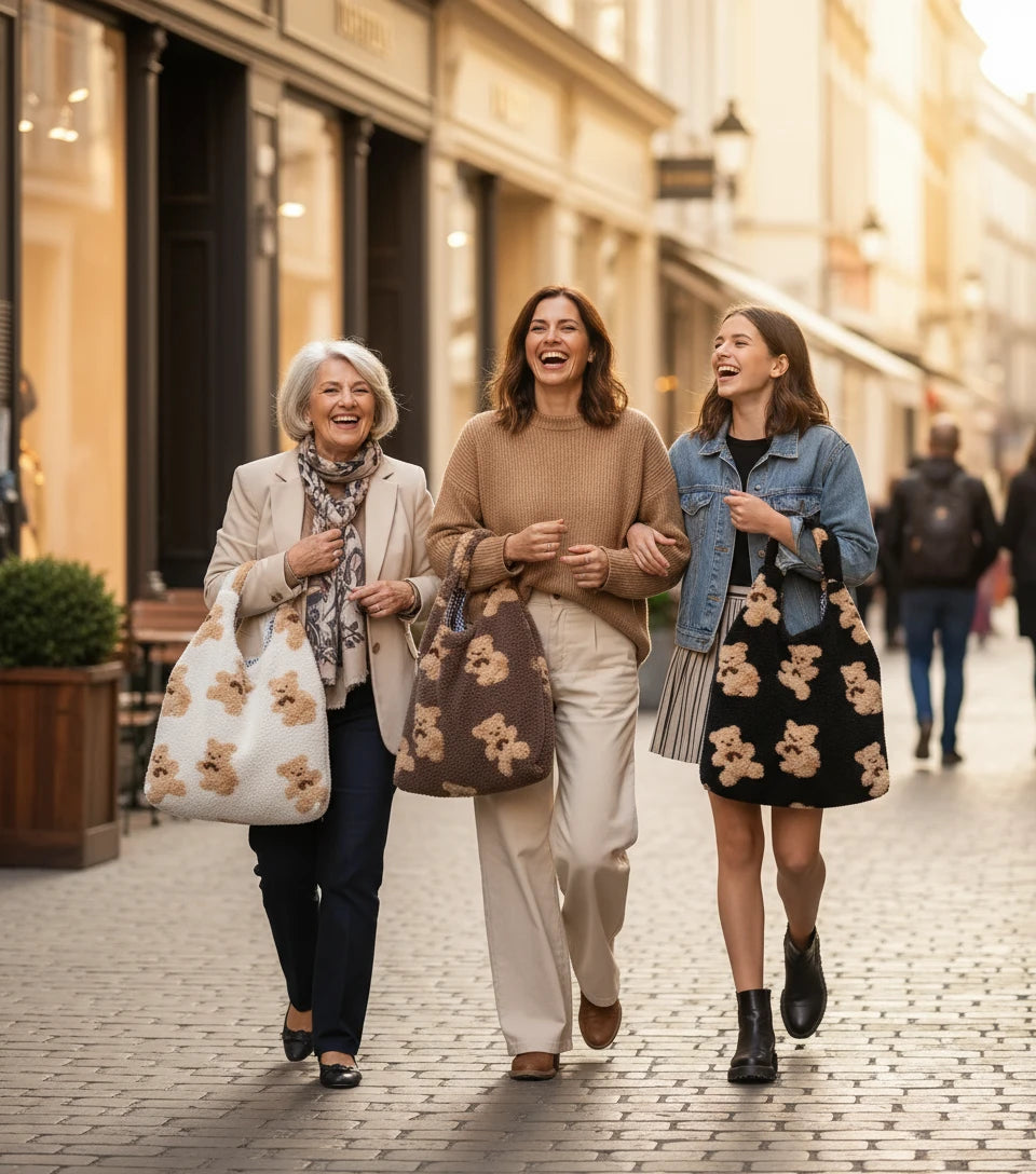 Plush Bear Shoulder Bag Soft, Cute & Ultra Trendy , Premium Large Capacity Plush Tote  Fashionable, Fun & Practical