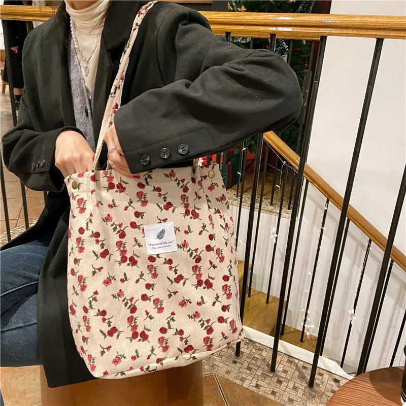 Premium Canvas Lined Shoulder Bag Stylish, Practical & Fashion2026 Wild Chic! Corduroy Leopard Tote Bag Cute, Eco-Friendly & Ultra Trendy