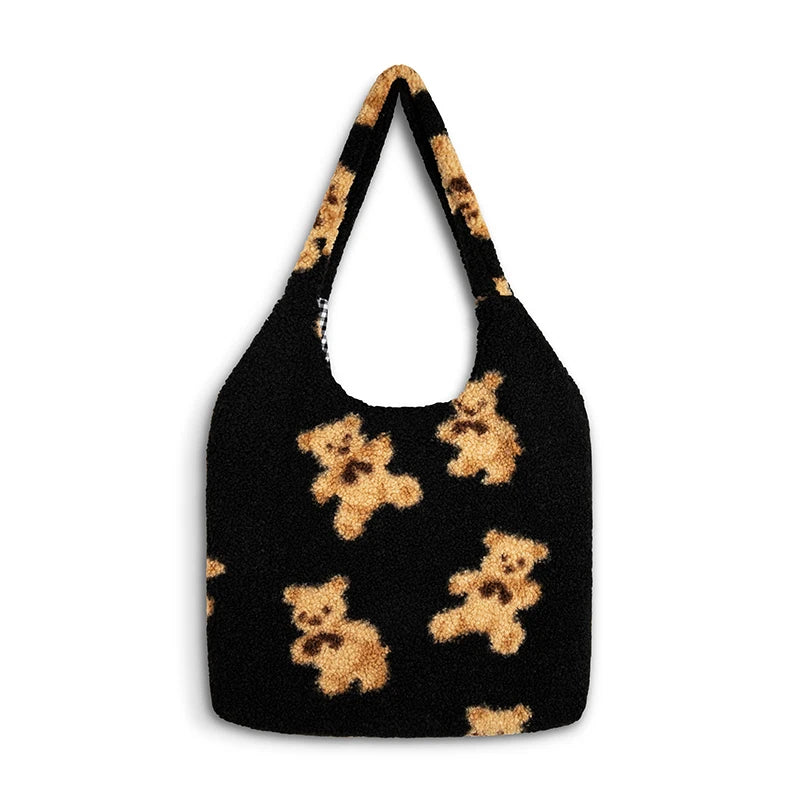Plush Bear Shoulder Bag Soft, Cute & Ultra Trendy , Premium Large Capacity Plush Tote  Fashionable, Fun & Practical
