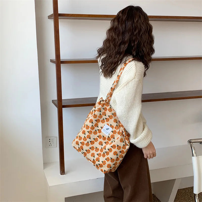 Premium Canvas Lined Shoulder Bag Stylish, Practical & Fashion2026 Wild Chic! Corduroy Leopard Tote Bag Cute, Eco-Friendly & Ultra Trendy