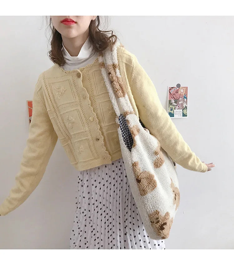 Plush Bear Shoulder Bag Soft, Cute & Ultra Trendy , Premium Large Capacity Plush Tote  Fashionable, Fun & Practical