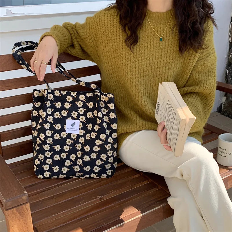 Premium Canvas Lined Shoulder Bag Stylish, Practical & Fashion2026 Wild Chic! Corduroy Leopard Tote Bag Cute, Eco-Friendly & Ultra Trendy