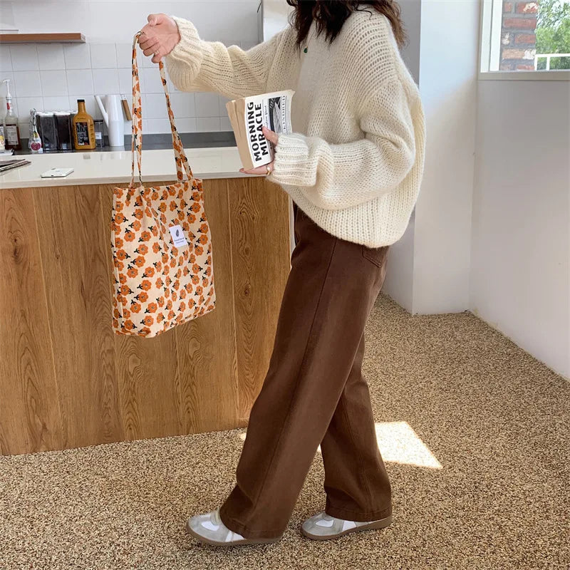 Premium Canvas Lined Shoulder Bag Stylish, Practical & Fashion2026 Wild Chic! Corduroy Leopard Tote Bag Cute, Eco-Friendly & Ultra Trendy