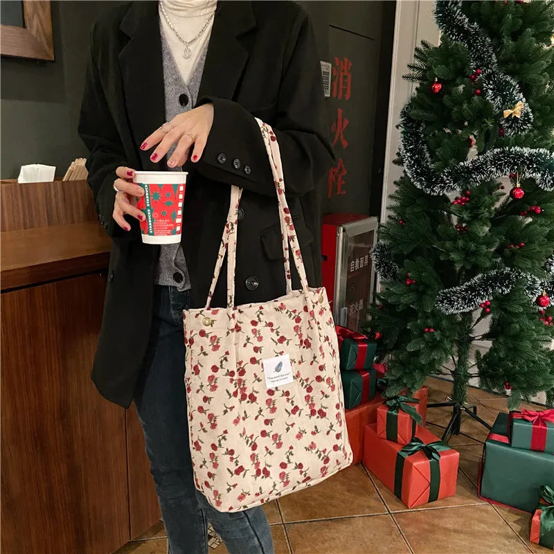 Premium Canvas Lined Shoulder Bag Stylish, Practical & Fashion2026 Wild Chic! Corduroy Leopard Tote Bag Cute, Eco-Friendly & Ultra Trendy