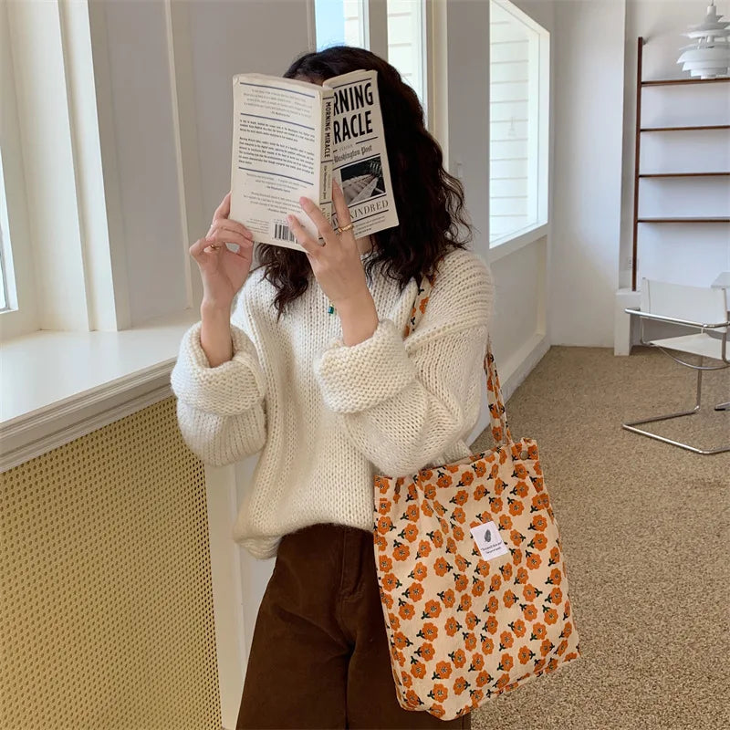 Premium Canvas Lined Shoulder Bag Stylish, Practical & Fashion2026 Wild Chic! Corduroy Leopard Tote Bag Cute, Eco-Friendly & Ultra Trendy