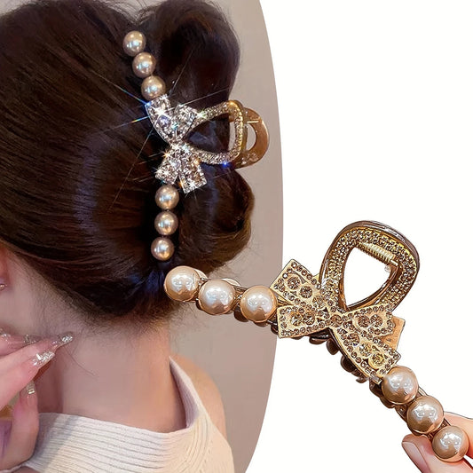 2026 Fashion Editon Quality 1pc Luxury Imitation Pearl Hair Claw Elegant Retro Hairclip Hair Coiling Tools Perfect Gift Women Daily Wear Hair Clip Accessory