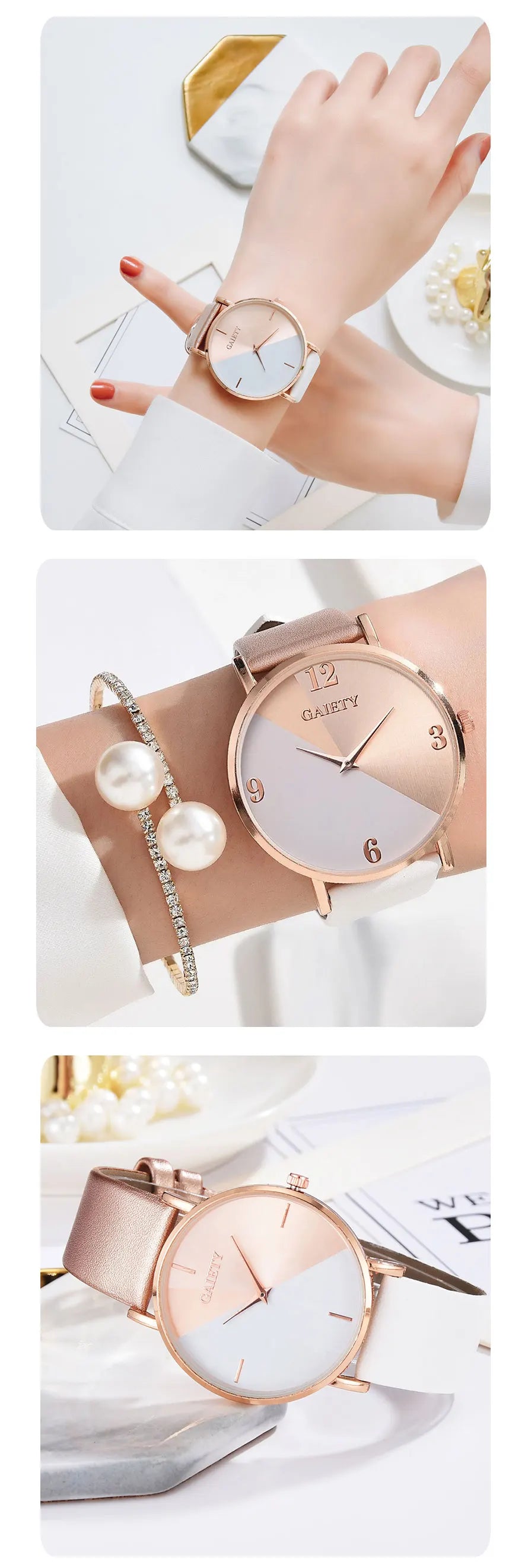 Premium 2026 Fashion Women Watch Set Luxury Fashion Colourful PU Leather Strap Ladies Quartz Wristwatch Alloy Bracelet For Ladies Gift