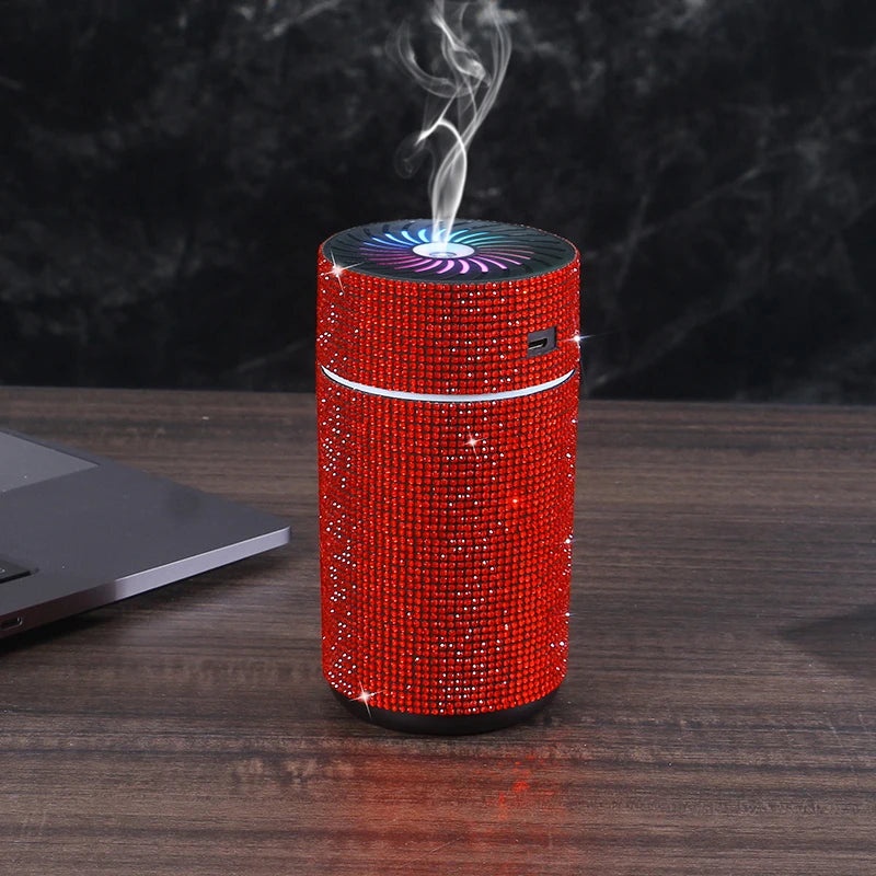 High Quality 2026 Edition Luxury Shiny Car Diffuser Humidifier with LED Light Diamond Auto Air Purifier Diffuser Air Freshener Bling Car Accessories