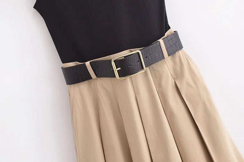 Premium Pleated Midi Dress Sexy, 2026 Elegant & Belted to Shape Your Perfect Silhouette Summer Luxe Sleeveless Knit Midi Dress with Chic Belt & Party Ready Pleats