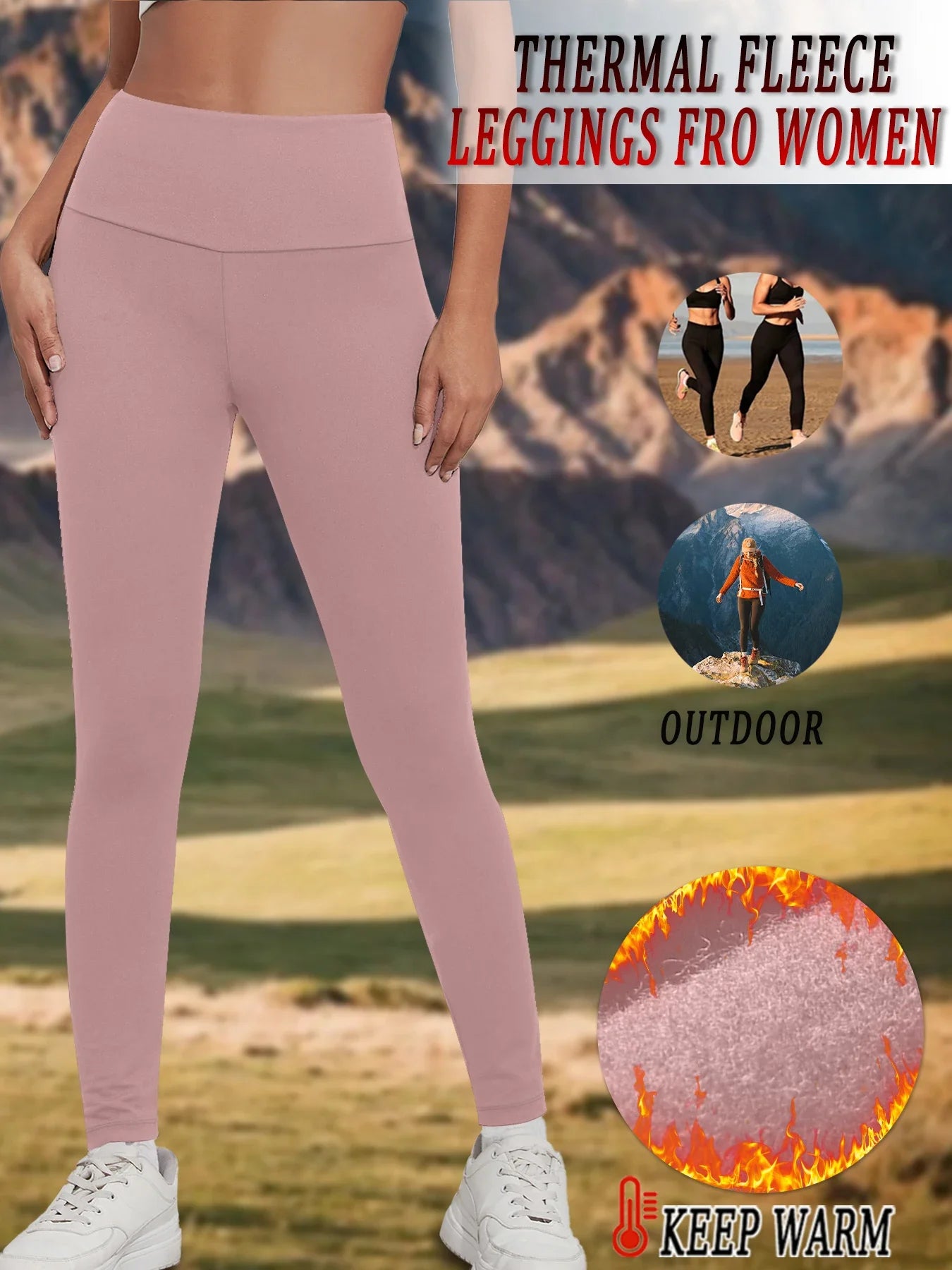 Womens Thermal Fleece Lined High Waisted Leggings. Workout Winter Warm Thick Tights Soft Yoga Pants