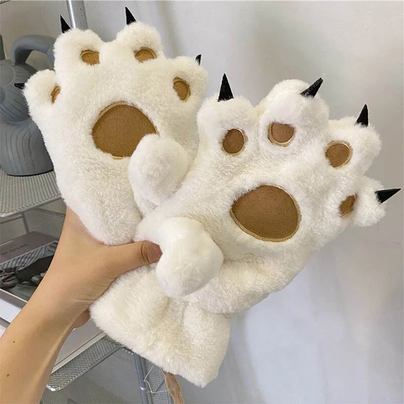 Quality Premium 2026 Style Women Gloves Bear Palm Paw Animals Plushclaw Glove Winter Fluffy Cat Paw Full Finger Gloves Keep Warm Lovely Soft Furry Mittens