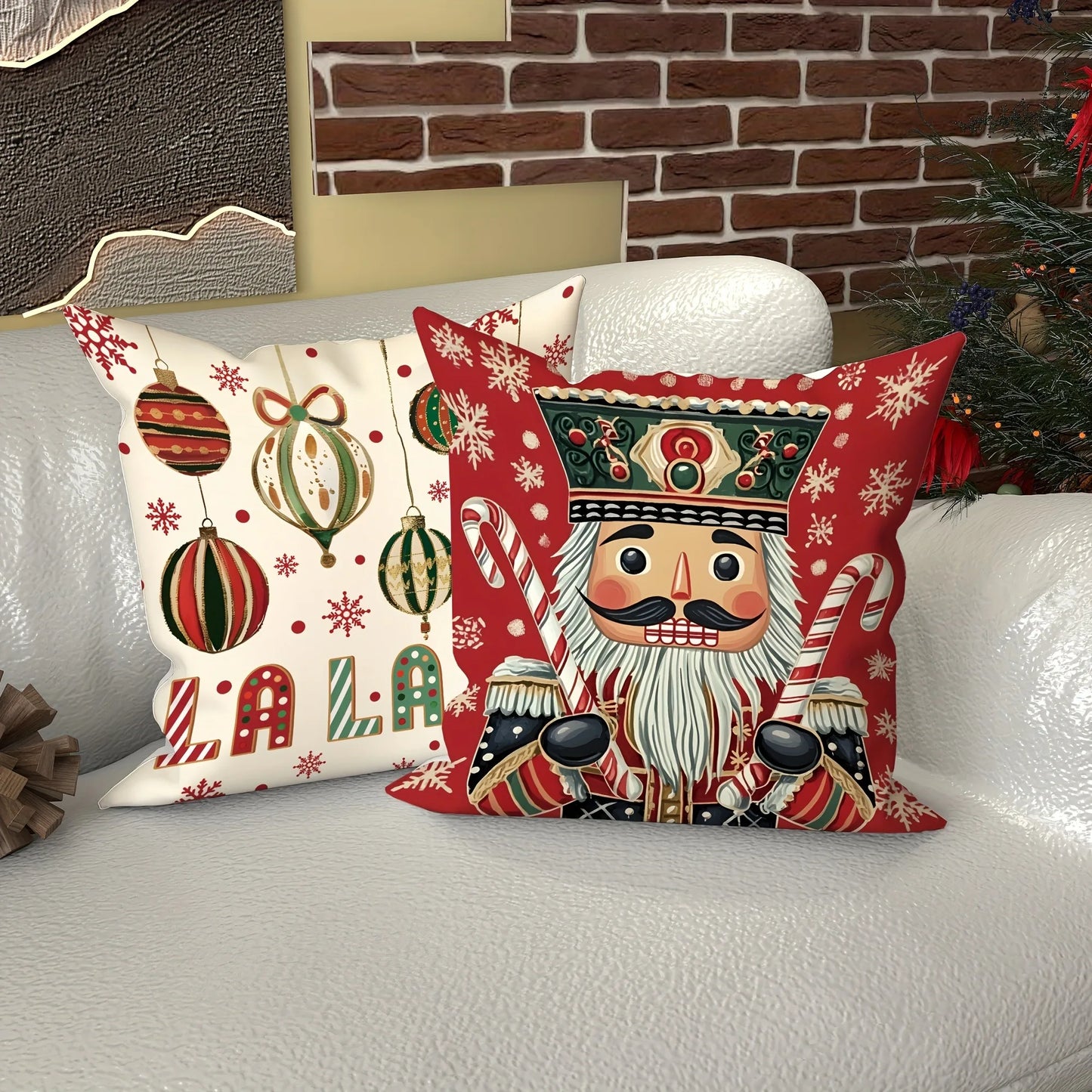 Festive Comfort Christmas Pillow Covers Perfect for Sofas, Bedrooms & Gifts! ,Cozy Up Your Home Christmas Ornament-Printed Pillowcases for Sofas & Beds! , Festive Nutcracker & Gingerbread Pillow Covers!