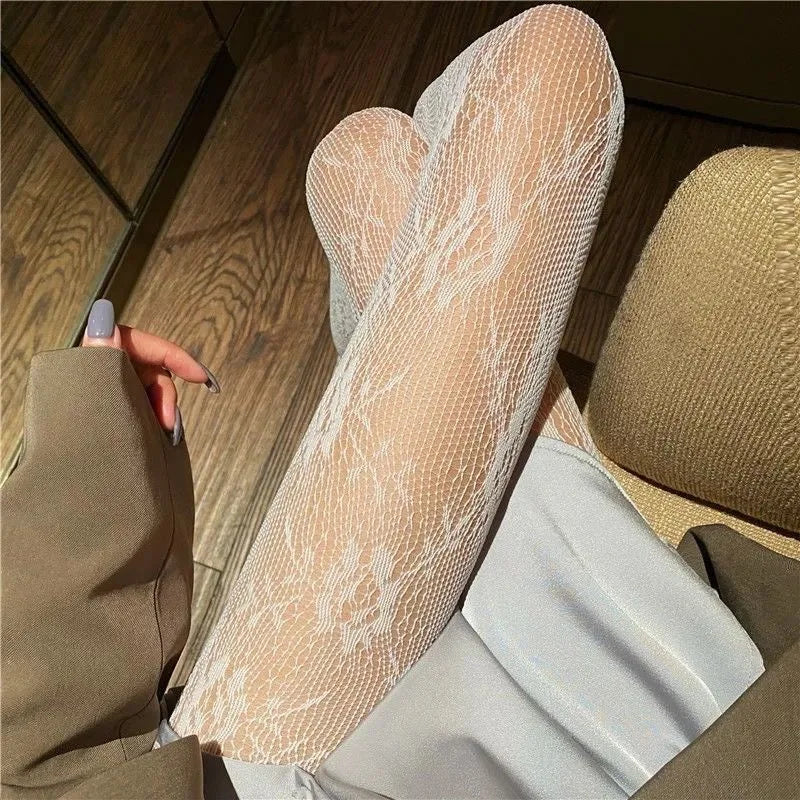 Spring Summer Thin Party Club Pantyhose Dark Hollowed Out Fishnet Stockings Women Gothic Spider Web Fish Net Black Silk Tights