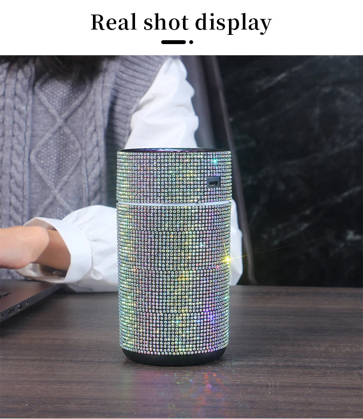 High Quality 2026 Edition Luxury Shiny Car Diffuser Humidifier with LED Light Diamond Auto Air Purifier Diffuser Air Freshener Bling Car Accessories
