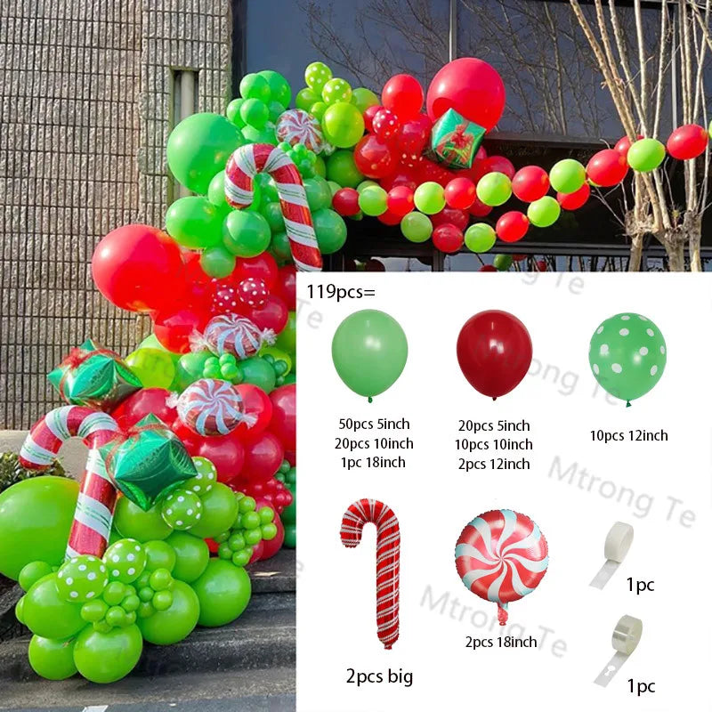 🎄Christmas Party Balloon Arch 2025, Balloon Garland for Christmas & New Year Celebrations!, Create a Festive Wonderland, Deck the Halls in Style Red & Green Christmas Balloon Arch Kit!