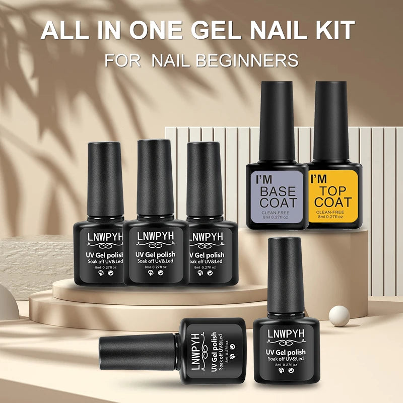 Complete Nail Gel Polish Kit with UV Lamp & Trendy Colors!, Complete Nail Gel Polish Kit with UV Lamp & Trendy Colors!, DIY 2026 Nail Magic Soak Off UV Gel Set with Everything You Need to Slay!