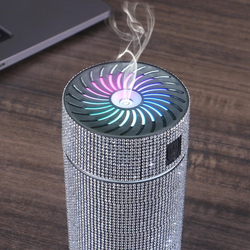 High Quality 2026 Edition Luxury Shiny Car Diffuser Humidifier with LED Light Diamond Auto Air Purifier Diffuser Air Freshener Bling Car Accessories