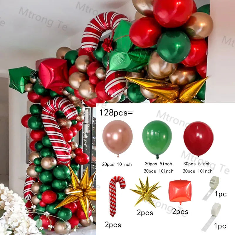 🎄Christmas Party Balloon Arch 2025, Balloon Garland for Christmas & New Year Celebrations!, Create a Festive Wonderland, Deck the Halls in Style Red & Green Christmas Balloon Arch Kit!