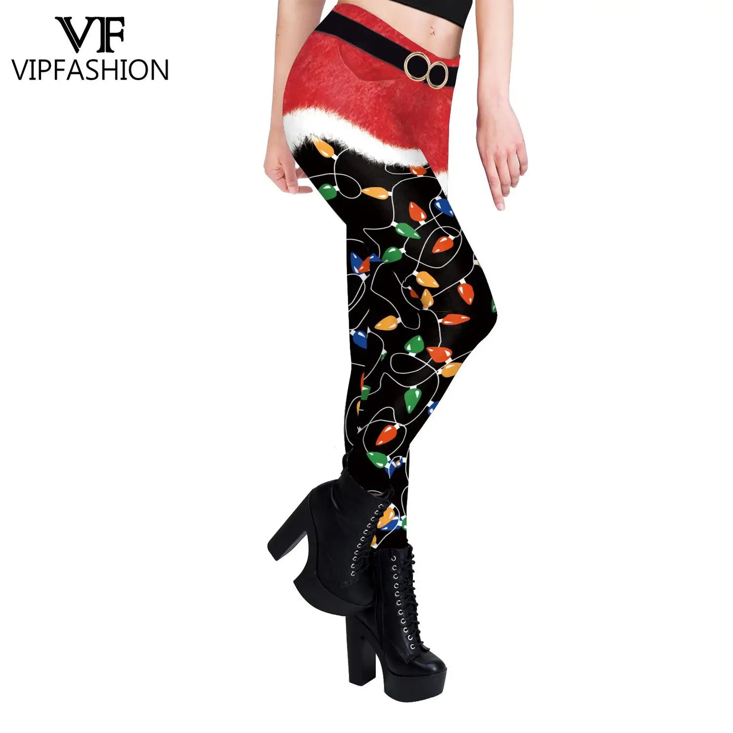 VIP FASHION Quality 2026 Edition Women Cosplay Xmas Belt 3D Print Gifts Leggings Christmas Snowflake Pattern Stretchy Skinny Workout Pants