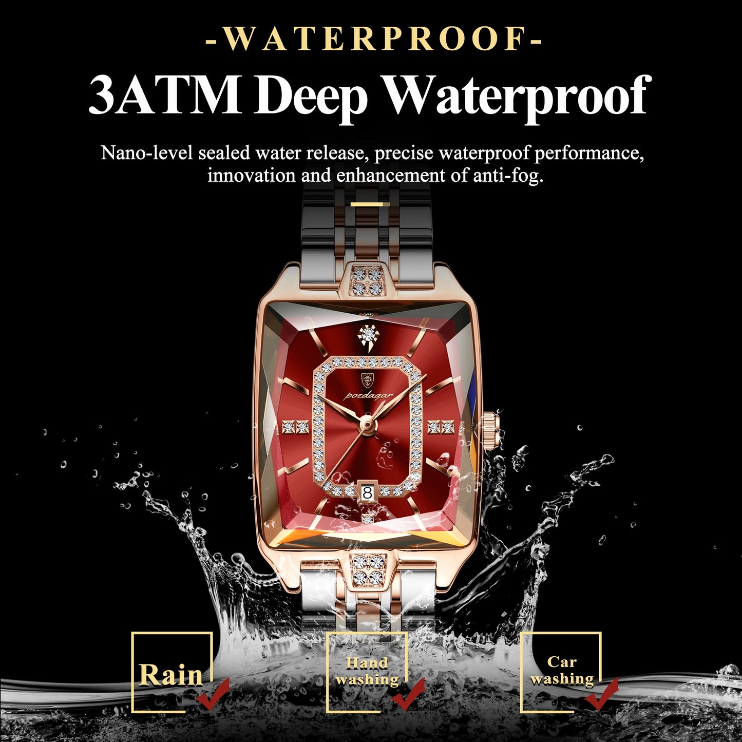 Luxury Rectangle Watch Elegant, Waterproof & Timeless For Women Who Define Class, Stainless Steel Watch Modern Rectangle Design, Waterproof & Stunning, Premium  Women’s Watch Sleek, Elegant