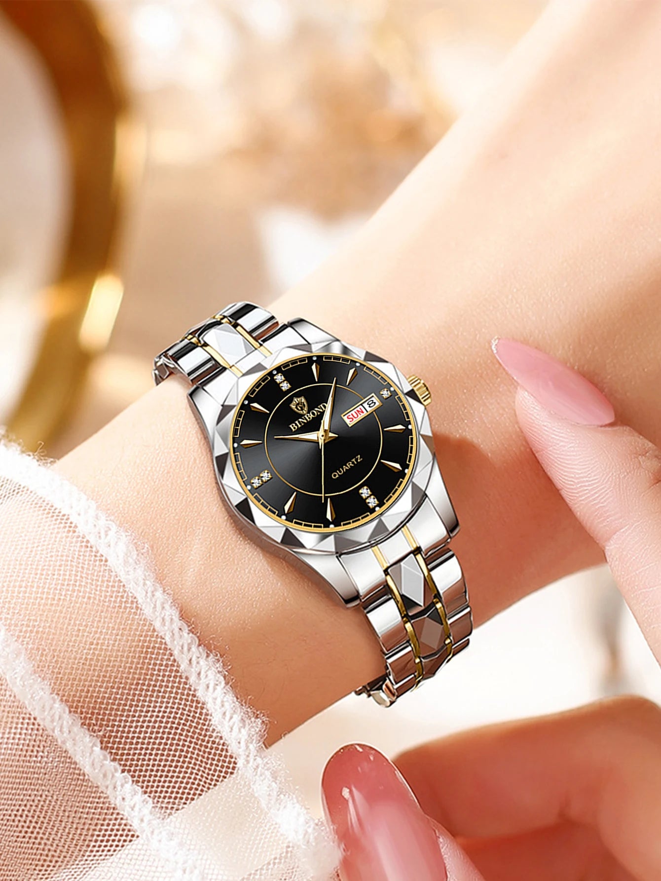 BINBONG Quality Premium High Women Watches Luxury Fashion Ladies Quartz Watch Waterproof Luminous Date Stainless Wristwatch Girlfriend Lovers Gift