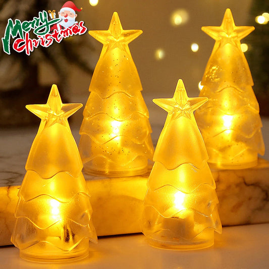 Christmas Night Lights Mini Xmas Tree Candle Lamps 4/1pcs ,Twinkle & Glow  Mini Xmas Tree Candle Lamps for a Magical Christmas!, Tiny Trees, Big Glow — Mini Xmas Candle Lamps for Your Home
