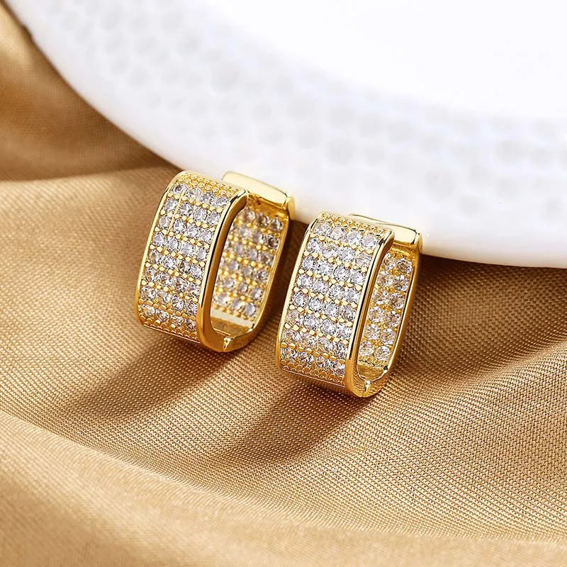 Luxury High Quality 2026 Edition 6 Stainless Steel Gold Silver Color Square Hoop Earrings for Women Luxury Shiny CZ Zircon Geometric Earrings Wedding Jewelry
