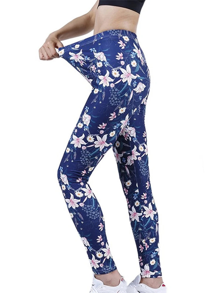Brand New 2026 Edition CUHAKCI Fashion Women Leggings Beautiful Leaf Floral Printing High Waist Jeggings Stretch Pant Sexy Hot Sale Clothing Mujer