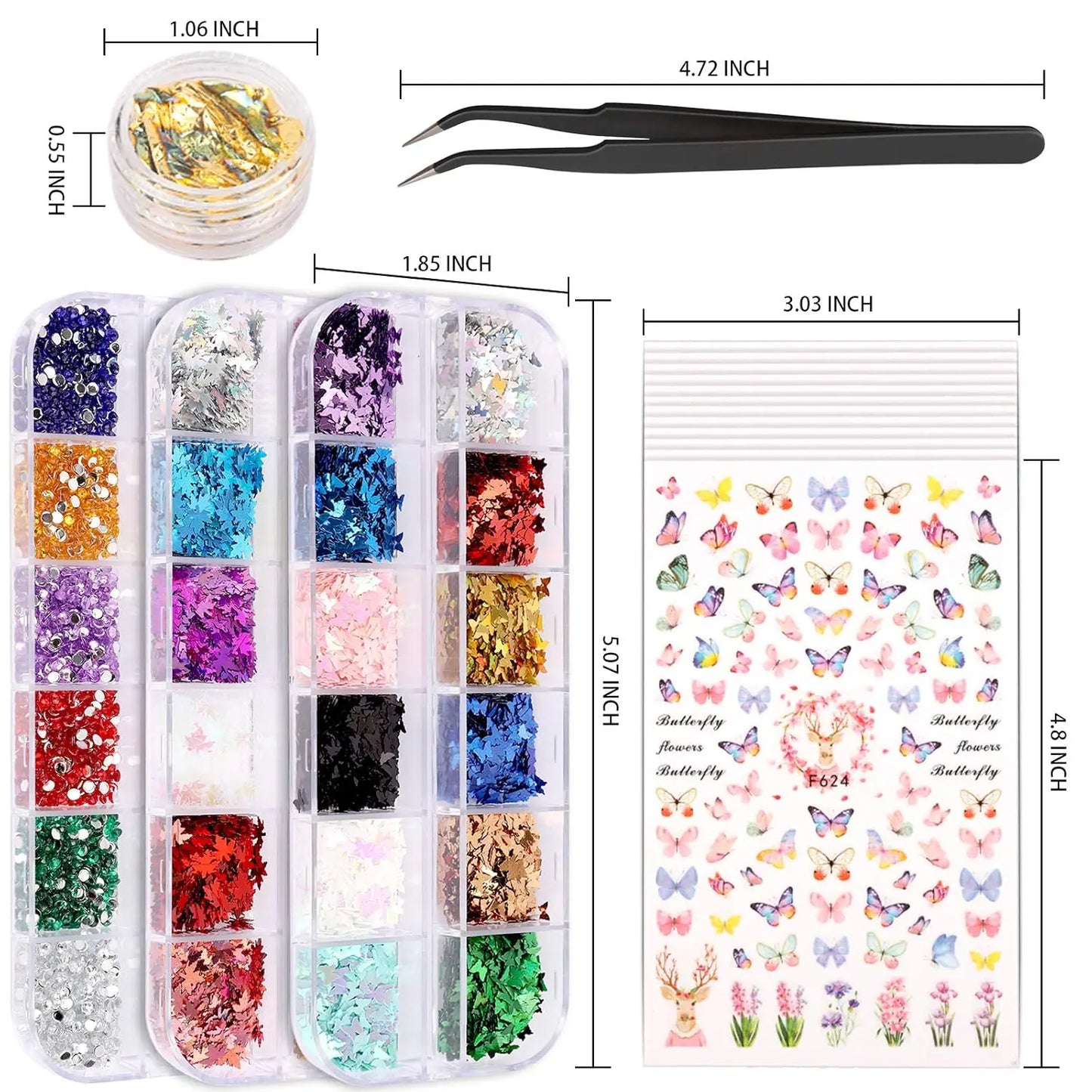 Nail Art DIY Kit for Every Mood Shine, Sparkle, Slay Complete 2026, Salon Perfect Nails in Minutes Stickers, Gold Foil & Glitter, Create Stunning Nail Designs Stickers, Glitter & Rhinestones