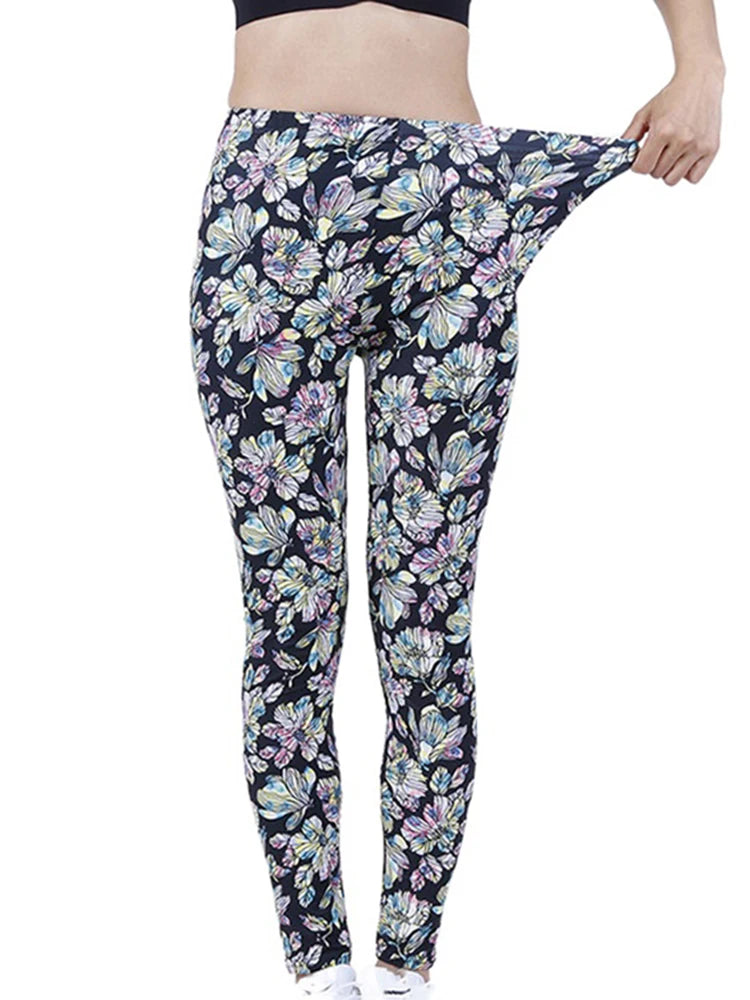 Brand New 2026 Edition CUHAKCI Fashion Women Leggings Beautiful Leaf Floral Printing High Waist Jeggings Stretch Pant Sexy Hot Sale Clothing Mujer
