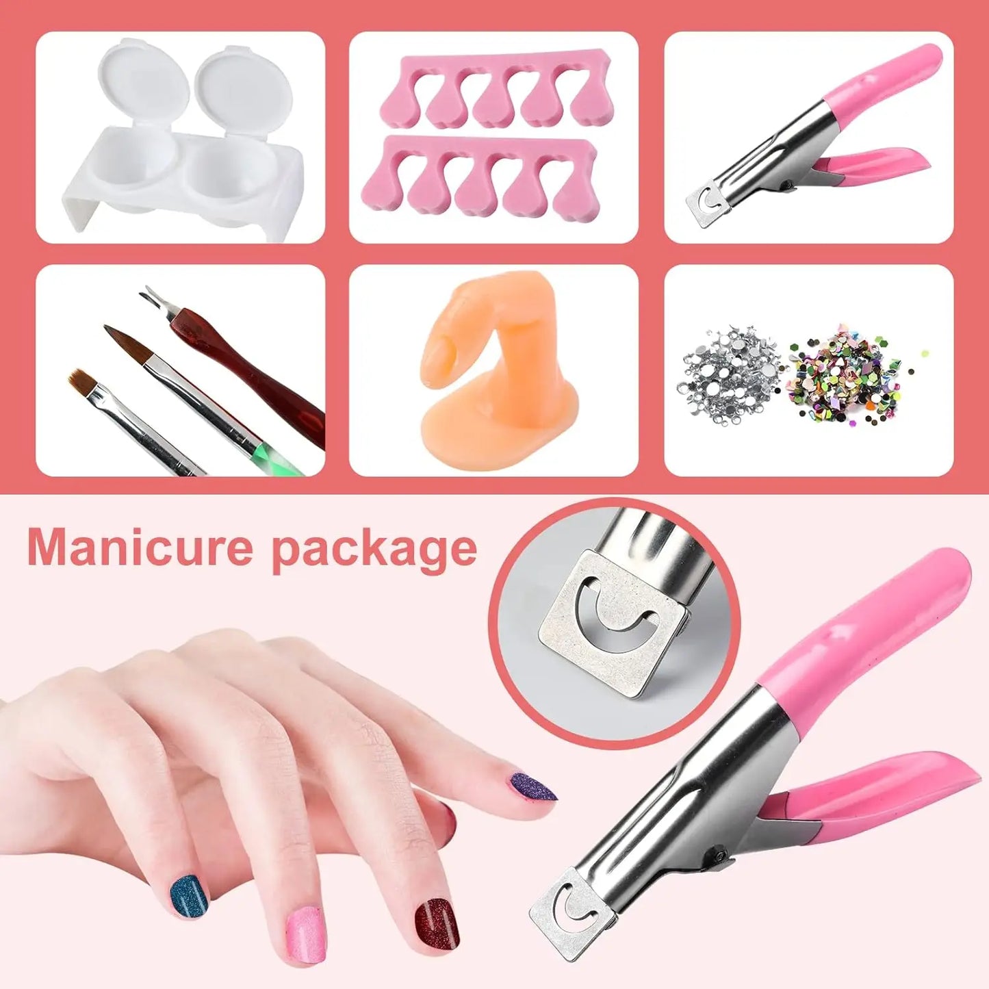 Acrylic Nail Kit for Beginners 12 Color Glitter Acrylic Powder White Clear Pink Acrylic Powder Extension Professional